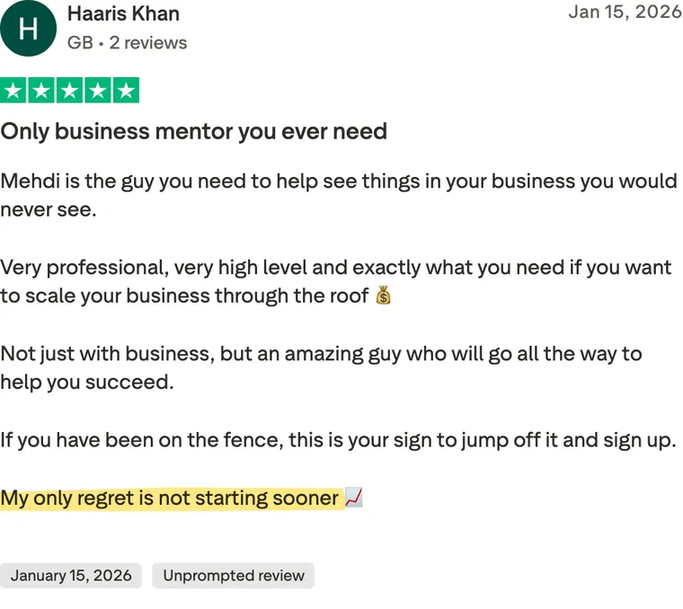 Five-star Trustpilot review
