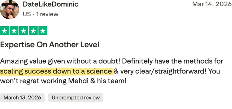 Five-star Trustpilot review
