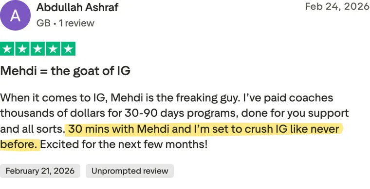 Five-star Trustpilot review