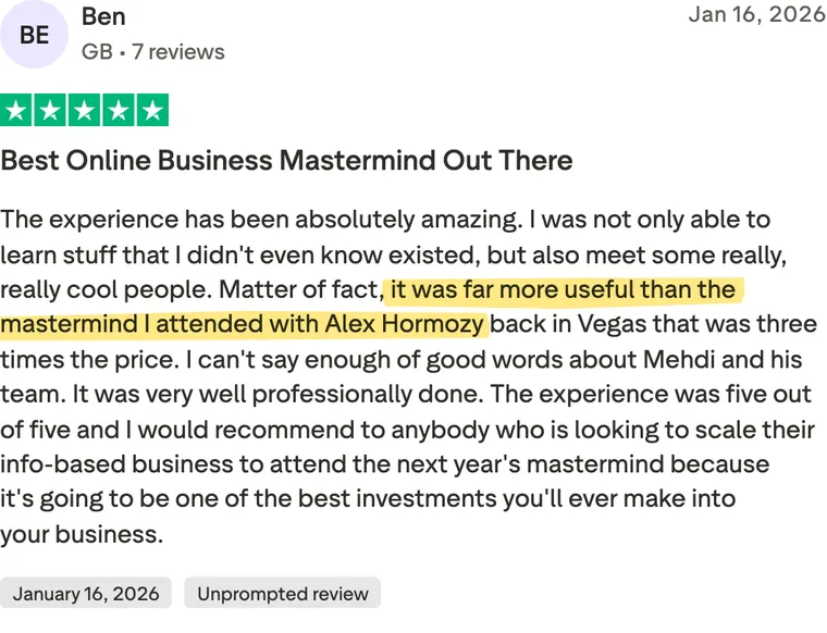 Five-star Trustpilot review