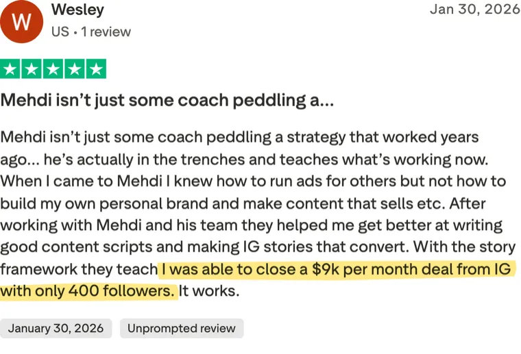 Five-star Trustpilot review