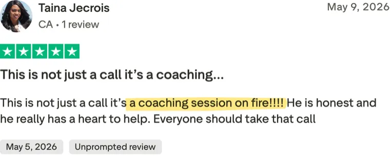 Five-star Trustpilot review