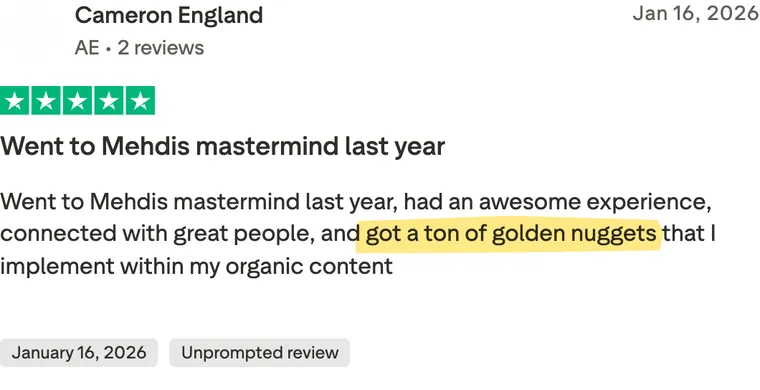 Five-star Trustpilot review