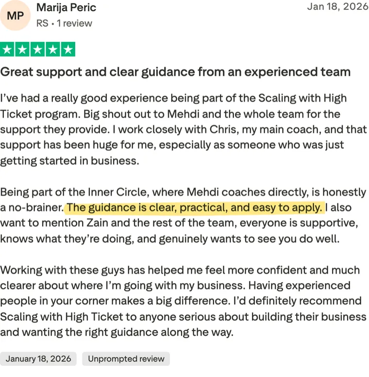 Five-star Trustpilot review