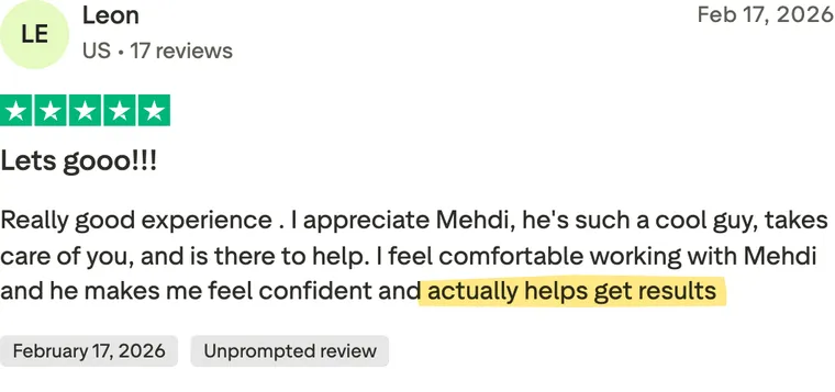 Five-star Trustpilot review