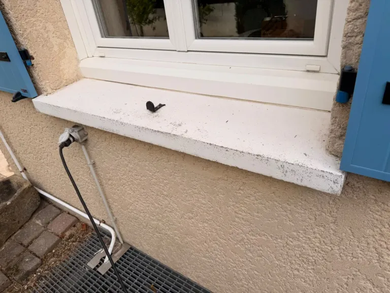 Nettoyage façade à Beaurepaire, appui de fenêtre blanc nettoyé