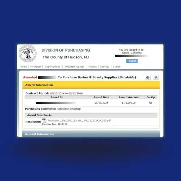 Contrato real adjudicado — Condado de Hudson, NJ
