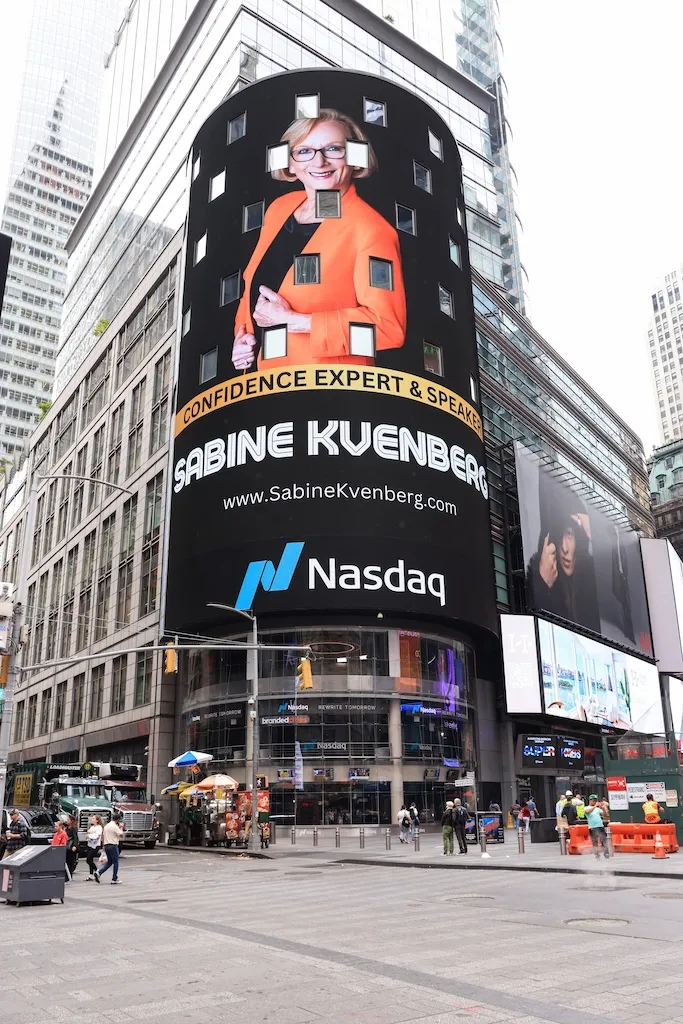 Sabine Kvenberg on the Nasdaq billboard in Times Square