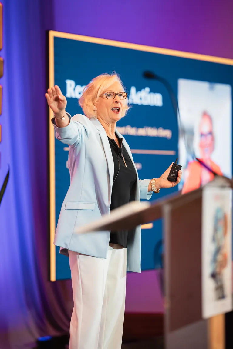 Sabine Kvenberg delivering a keynote