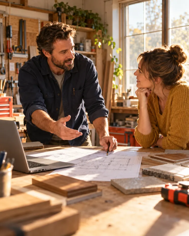 A local business owner discussing a project with a customer