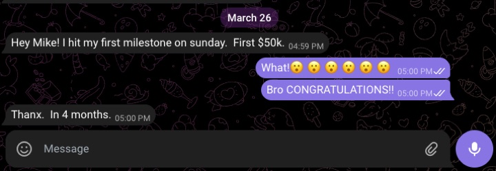Student receipt ‚Äî Eduardo $50k milestone