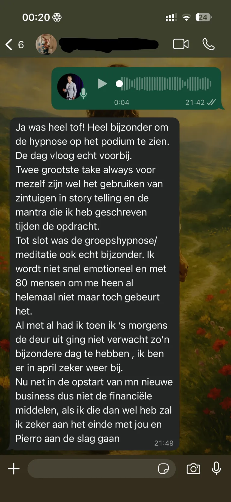 Reactie van een deelnemer