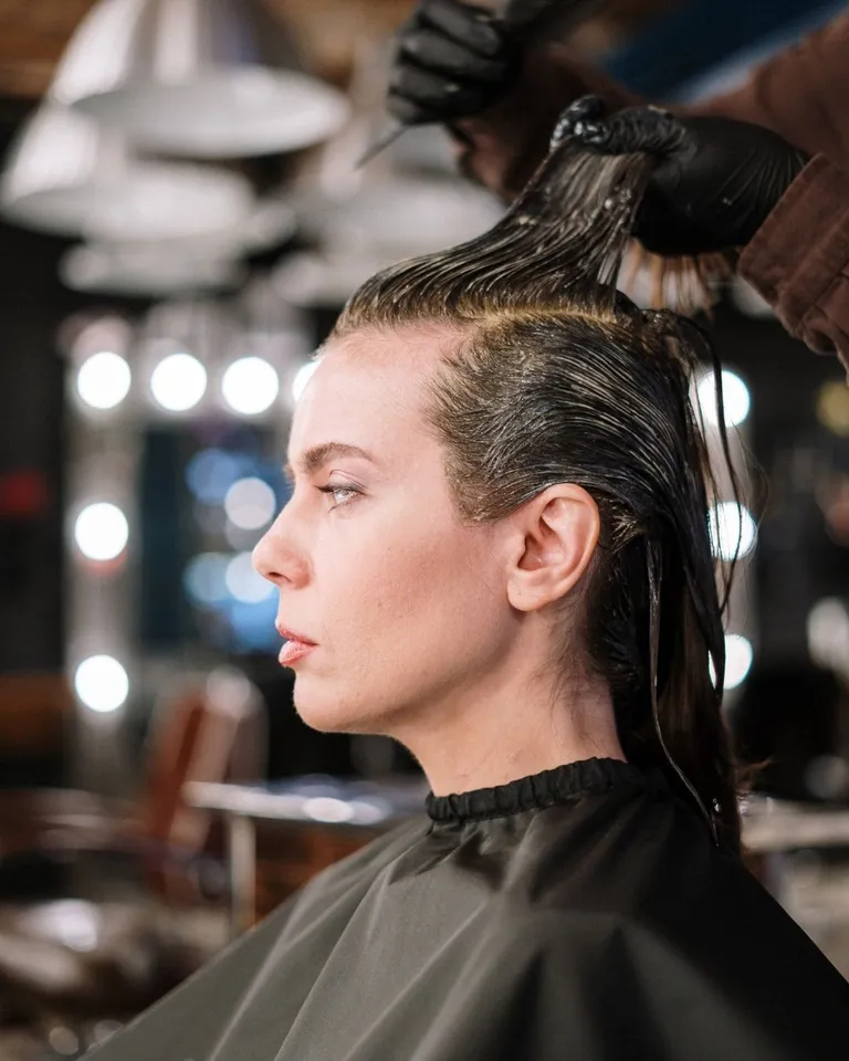 Professional hair colouring application at Salon Salman