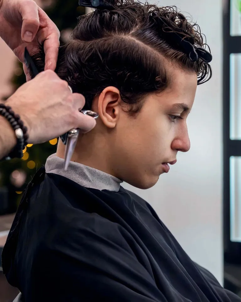 Teen scissor haircut at Salon Salman