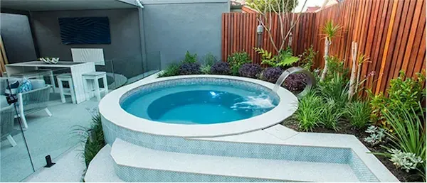 Dedicated spa pool with built-in seating