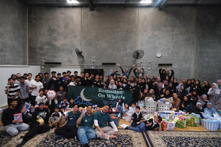 Ramadan on Wheels volunteers with the finished hampers