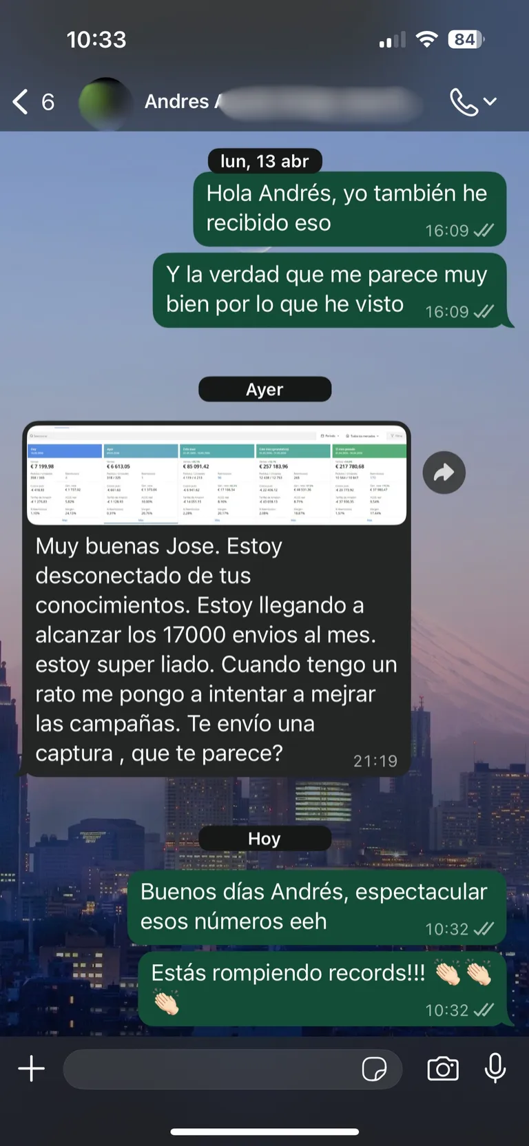 Captura del testimonio de Andrés