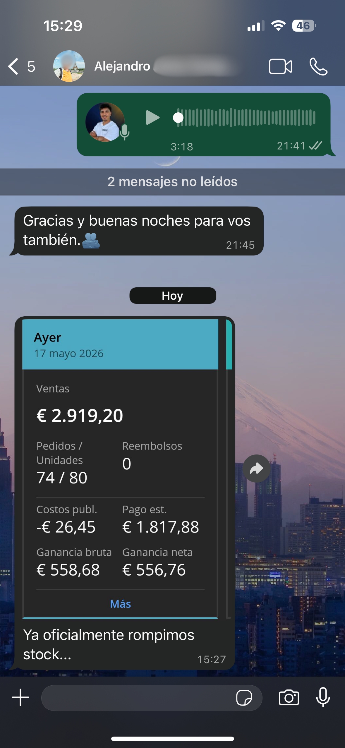 Captura del testimonio de Alejandro J.