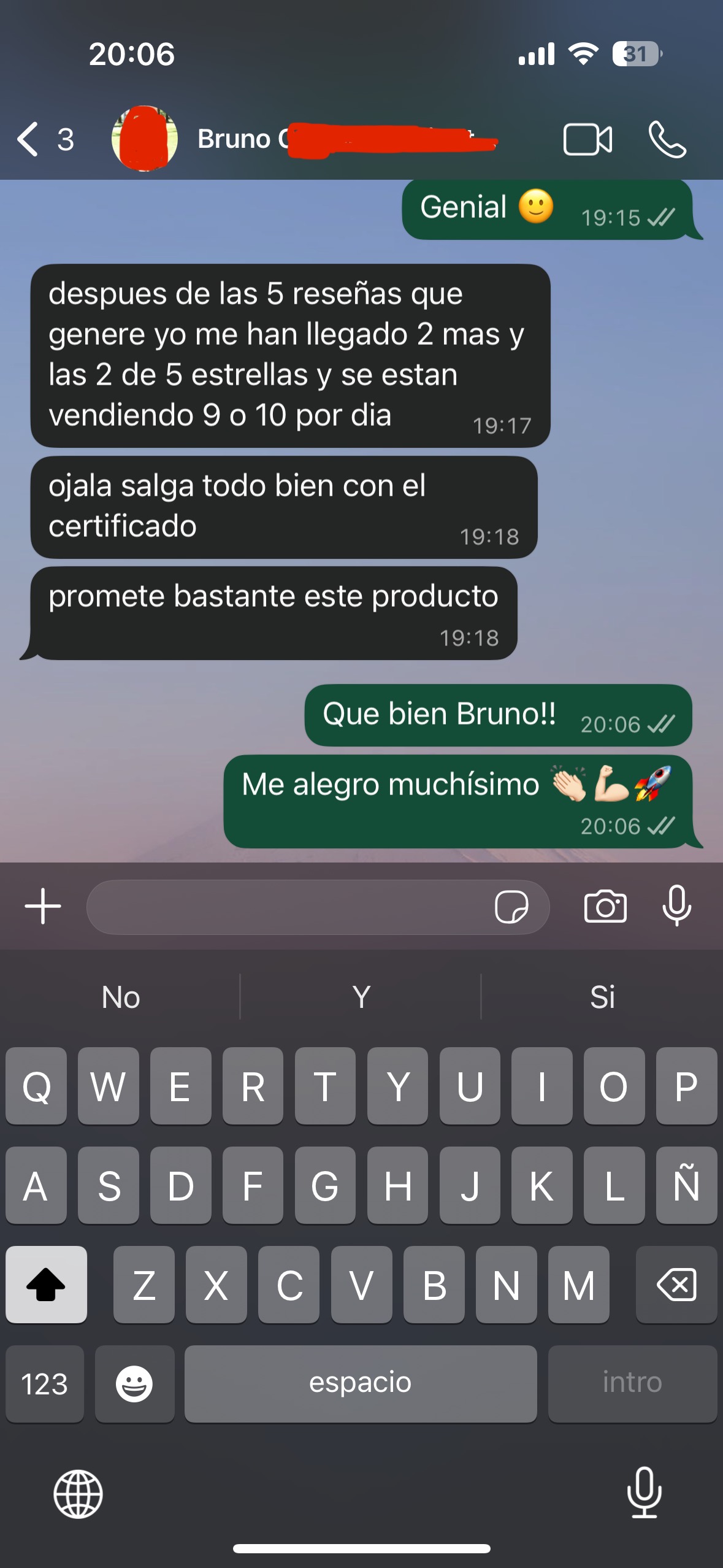 Captura del testimonio de Bruno