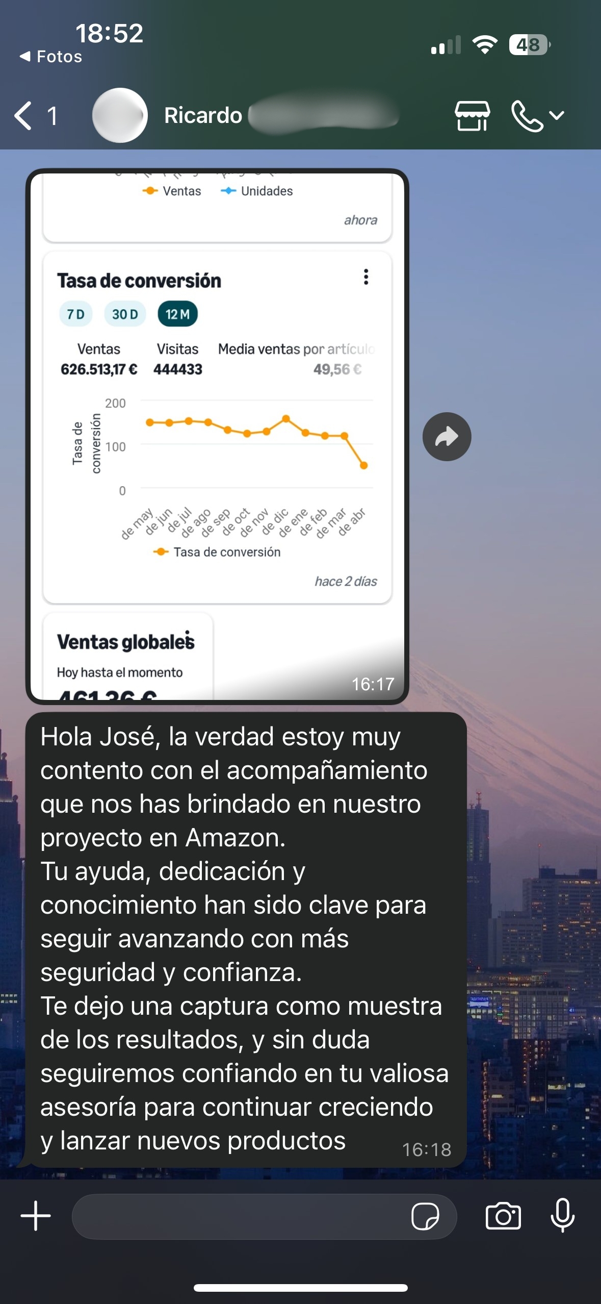 Captura del testimonio de Ricardo
