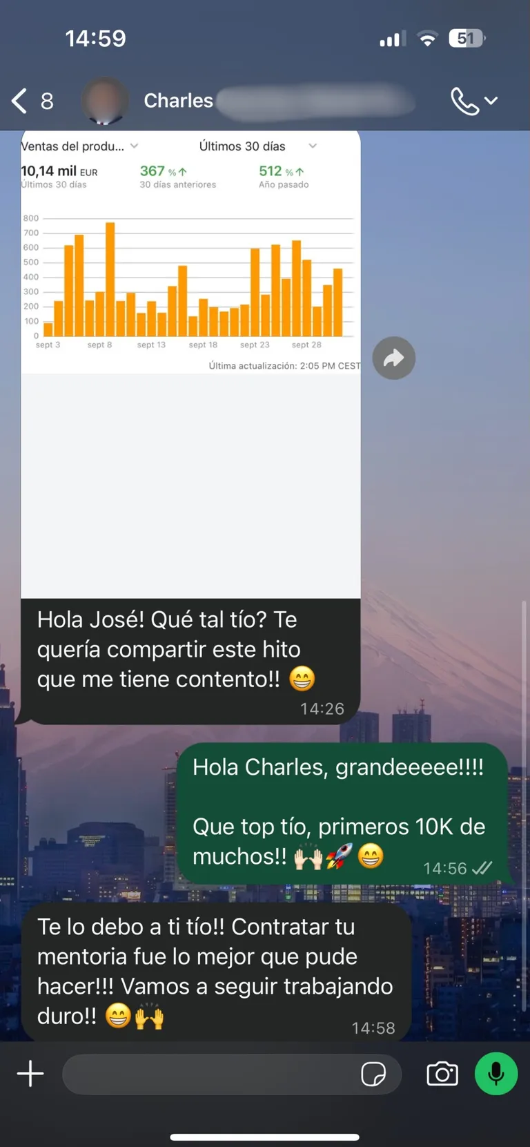Captura del testimonio de Charles
