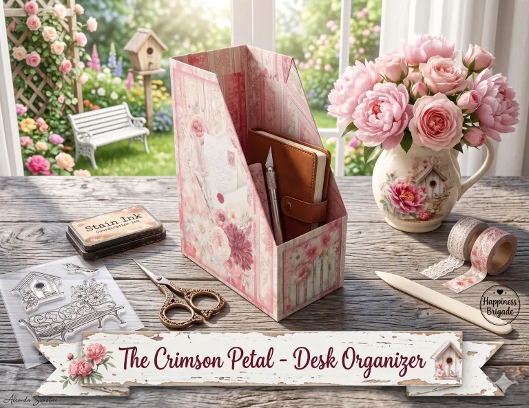 Crimson Petal Desk Organizer