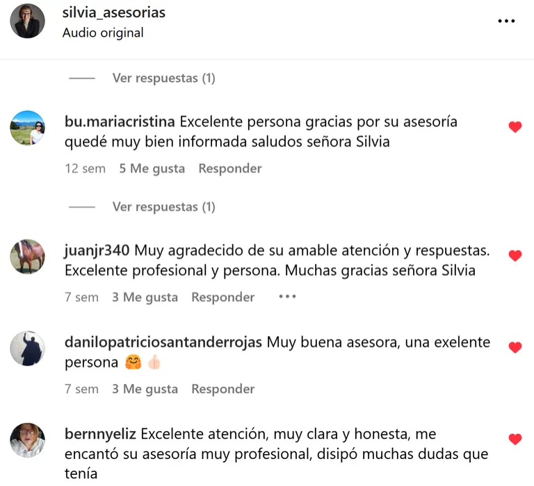 Comentarios de clientes en Instagram