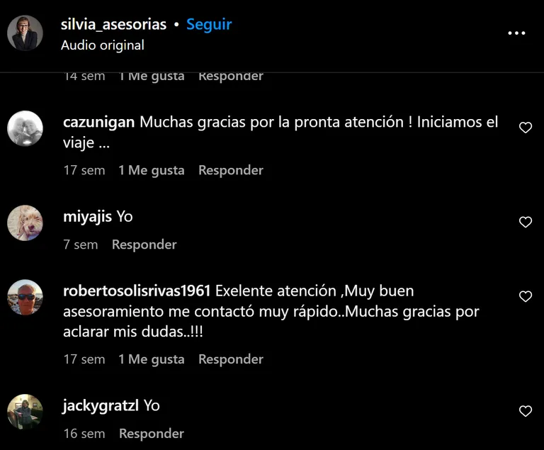 Comentarios de clientes en Instagram