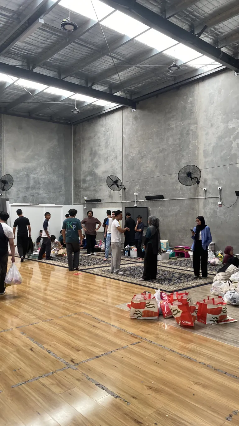 The hall set up for packing day