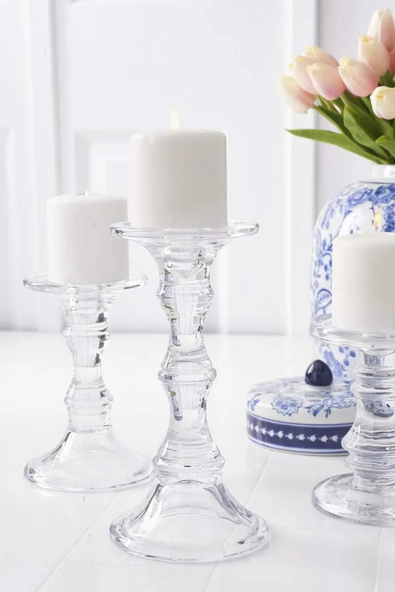 Short Glass Candleholders - Set of 3