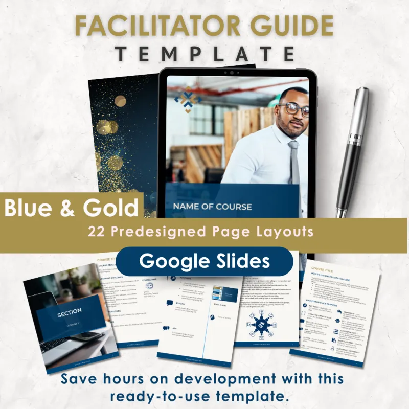 Facilitator Guide Template - Blue & Gold (Google Slides)