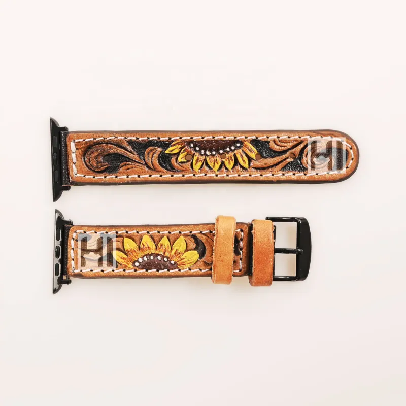 WESTERN CARVED GENUINE COWHIDE LEATHER STRAP