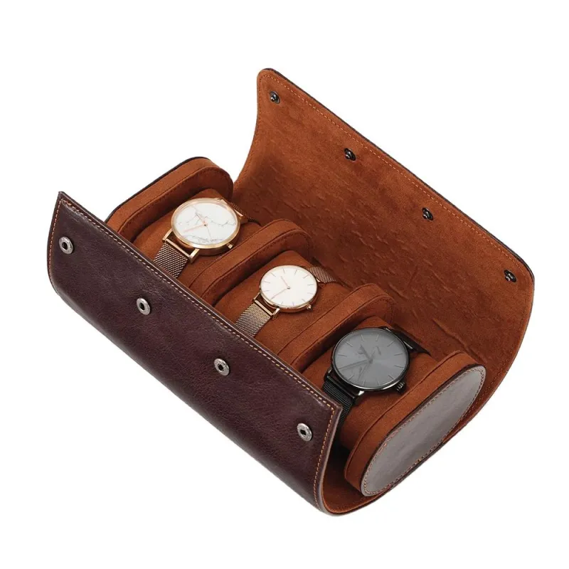 BAIGIO PORTABLE WATCH CASE- LRATHER WATCH ROLL
