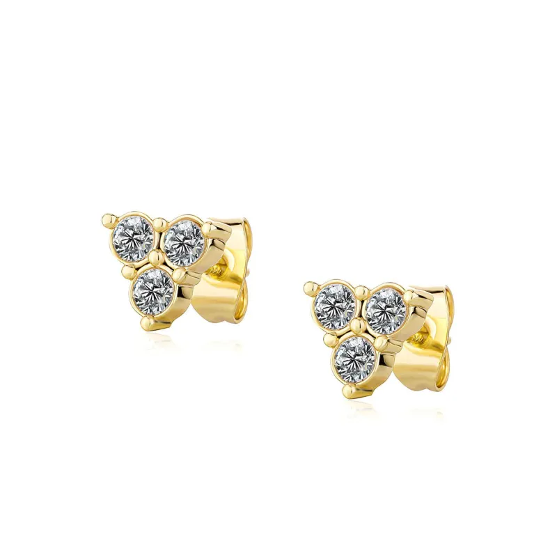 NEW  925 GOLDEN SNOWFLAKES - STUD EARRING