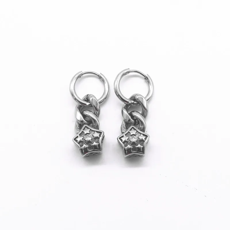 ZS 1 PAIR  OF PUNK SNAKE SHAPE STAINLESS STEEL HOOP- EARRING SWORD KEY EAR CUFF