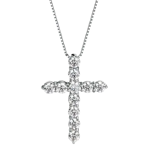 SERENITY 5MM ALL MOISSANITE CROSS NECKLACE - CHOPIN CHAIN JEWELRY