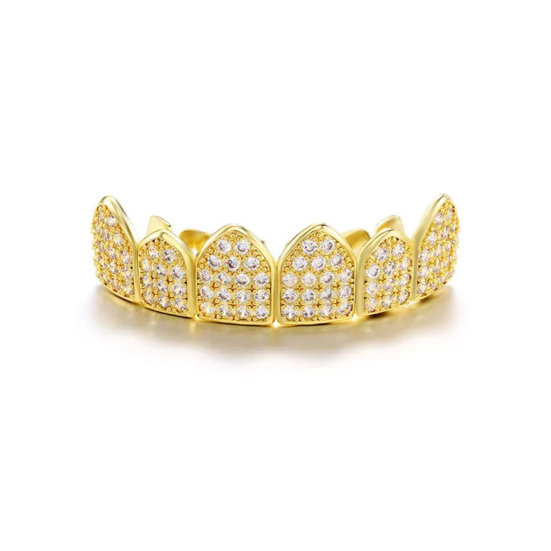 SIFISRRI CZ STONES TEETH GRILLZCAPS - CUBIC ZIRCONIA ICED OUT  MICRO PAVE MOUTH TOOTH 