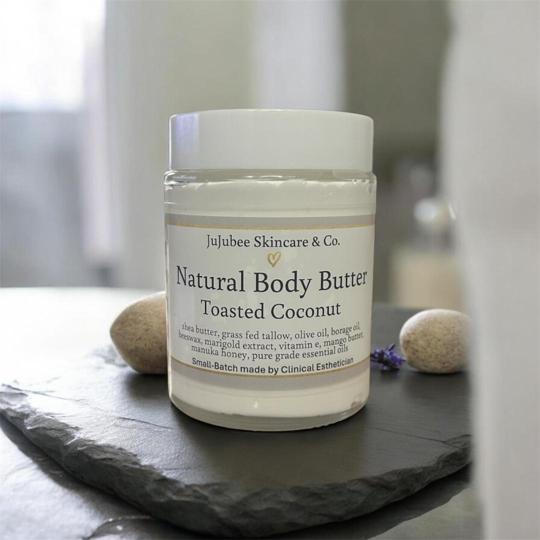 All Natural Body Butter – Deep Moisturizing Organic Skin Care - Available in Lavender Vanilla/Lemon Mint/Toasted Coconut