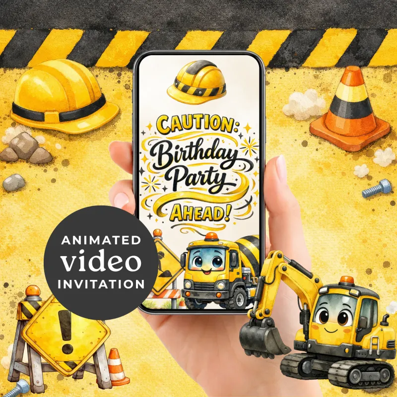 Construction Birthday Party Invitation