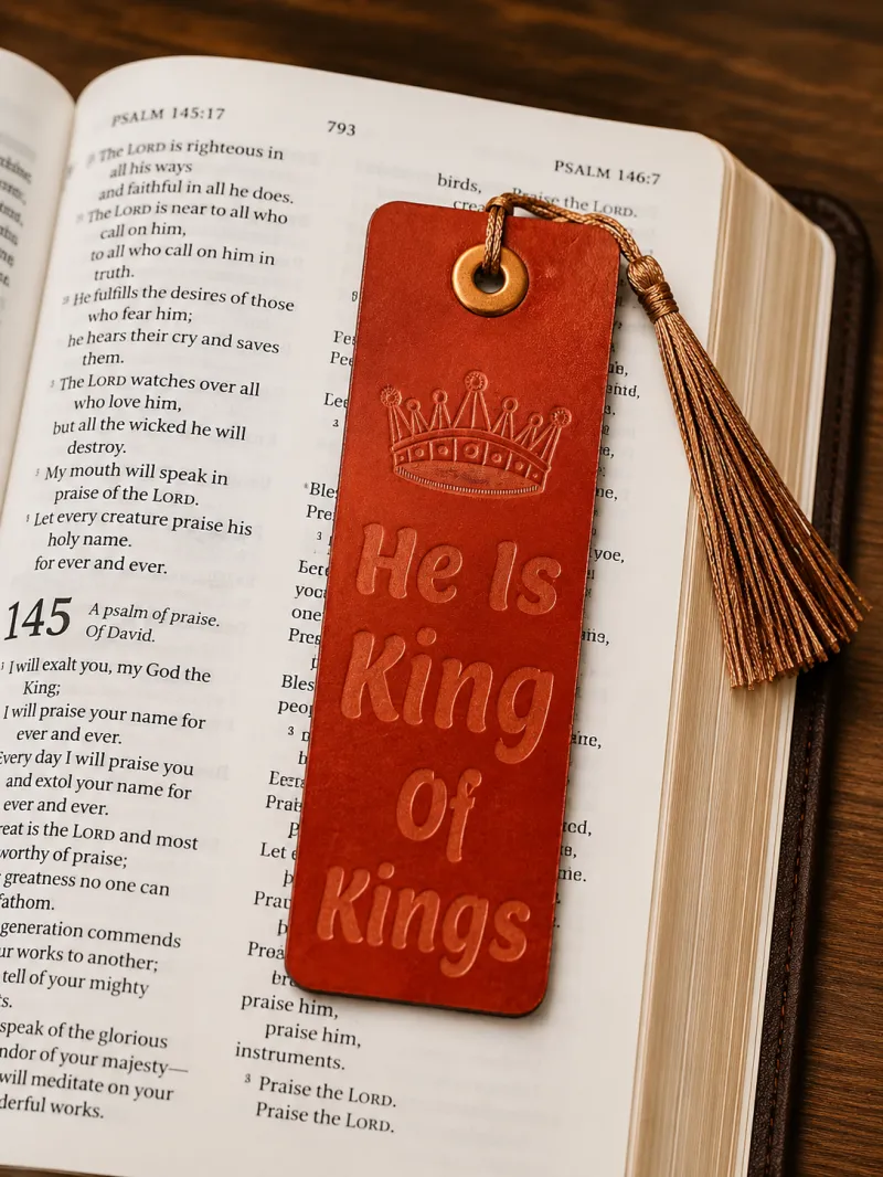 He Is King Of Kings Leather Bookmark