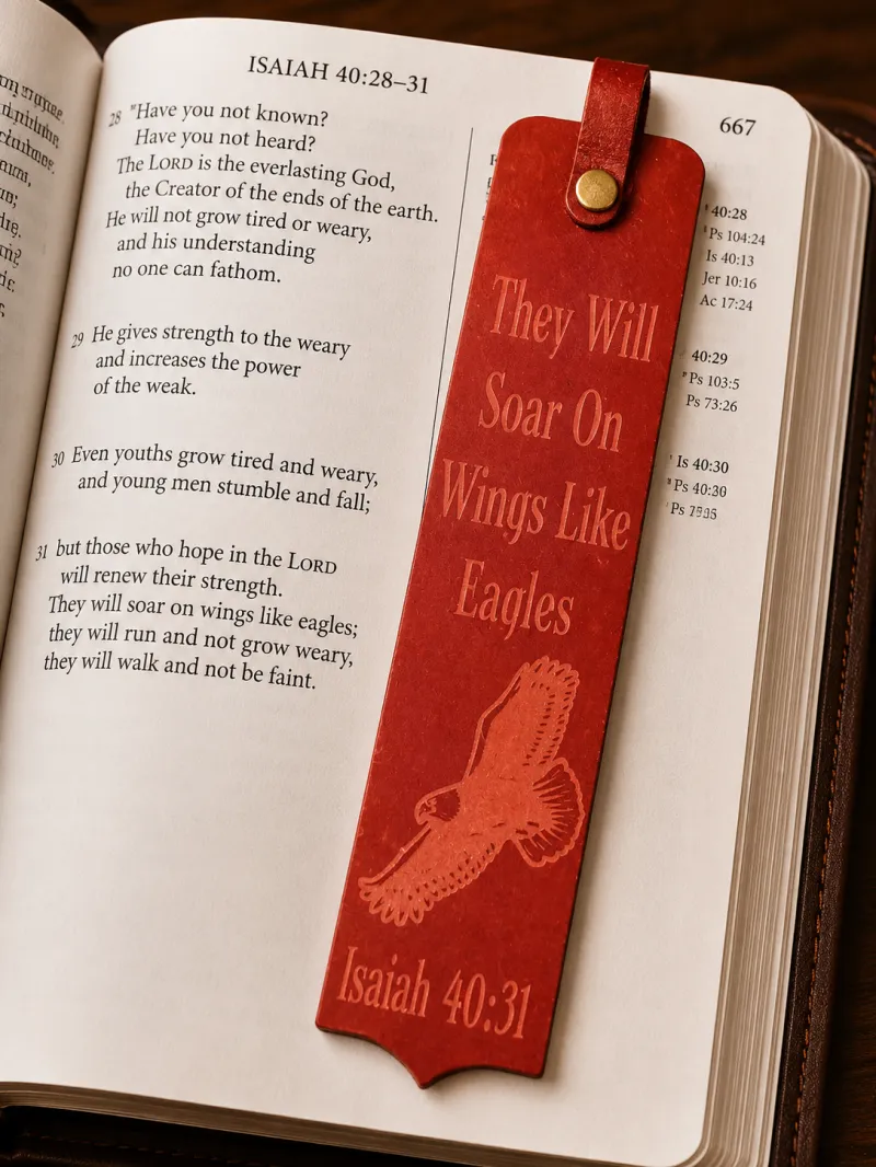 Soar Like An Eagle Leather Bookmark