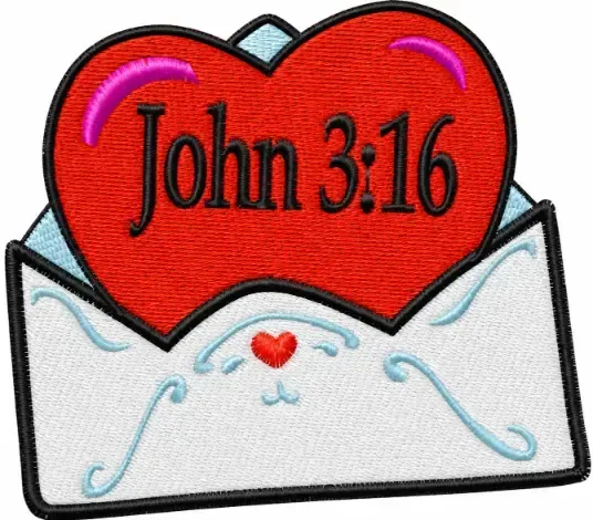 John 3:16 Heart Embroidered Patch