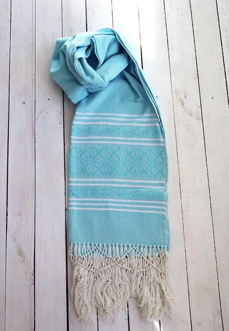 Aquamarine Mexican Artisan Rebozo 