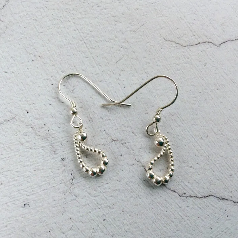 Silver Paisley Drop Earrings