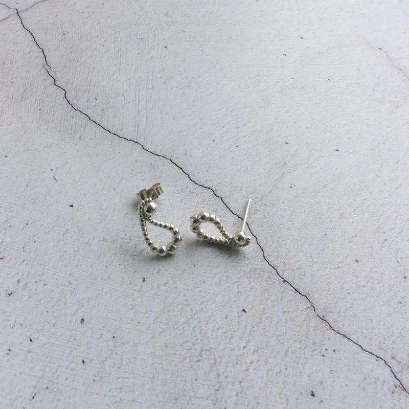 Small Silver Paisley Stud Earrings