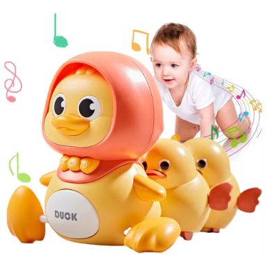 Interactive Musical Duck Crawling Toy with Lights & Music for Babies