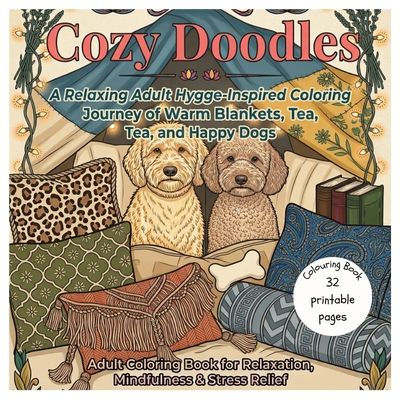 Cozy Doodles: A Relaxing Adult Hygge-Inspired Coloring Journey of Warm Blankets, Tea and Happy Dogs - Printable