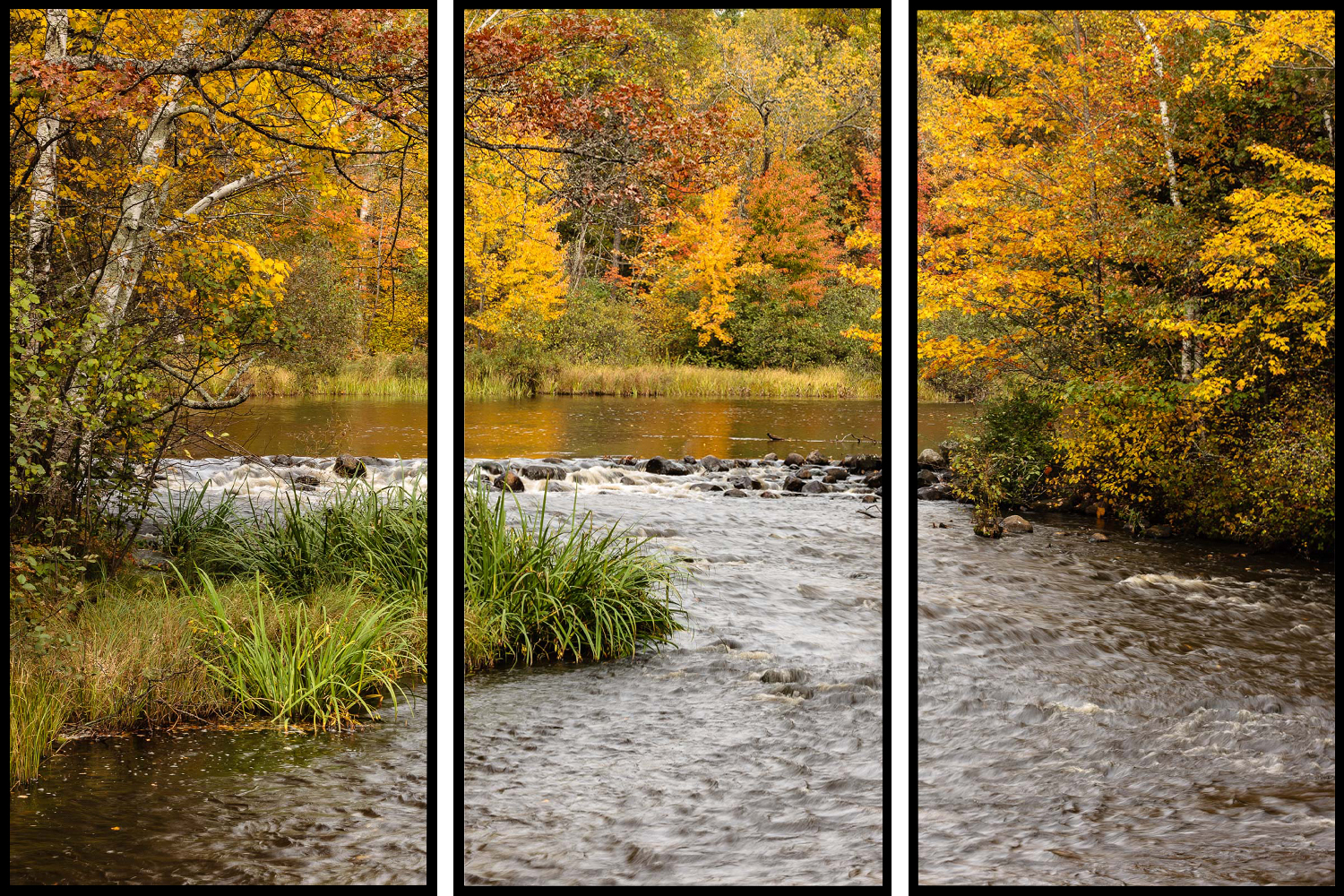 Manitowish River in Fall - Triptych