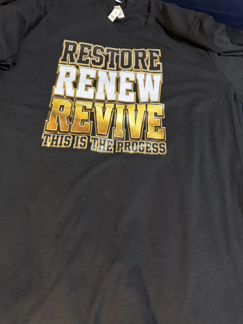 $25 Restore Renew Revive Signature Edition Tee – Black & Gold