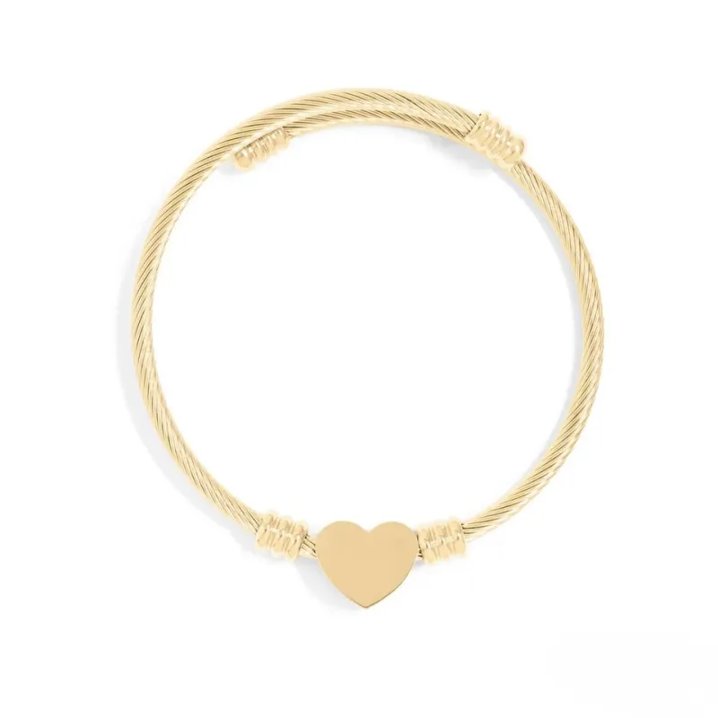 18K Gold PVD Heart Cuff Bracelet 